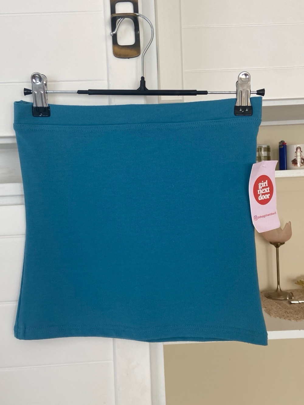 Teal cropped tube top